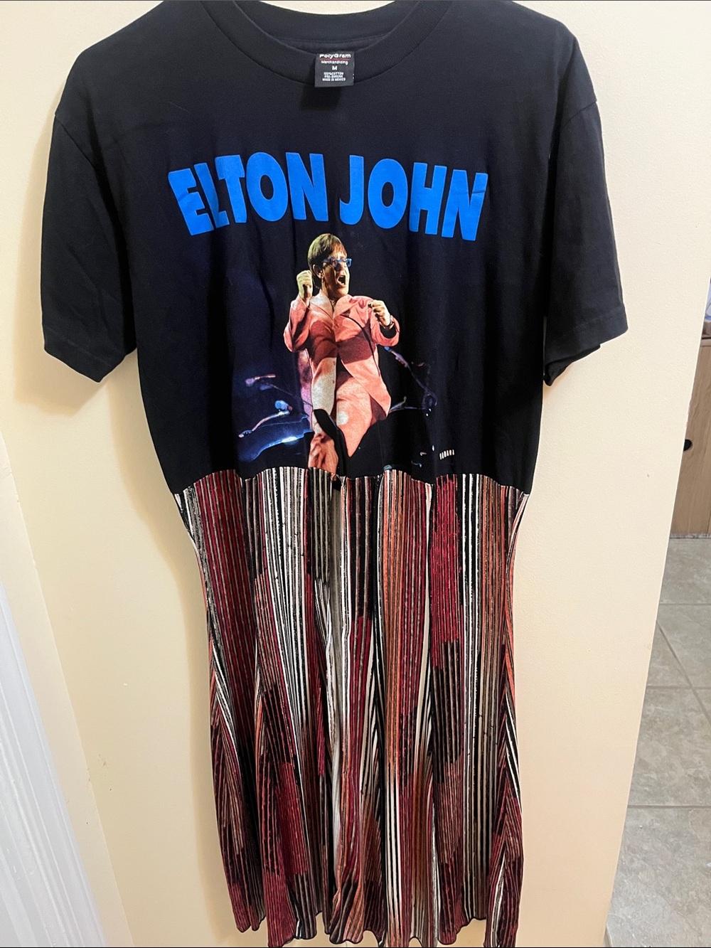 Elton John Graphic Tee in Black with Blue Lettering